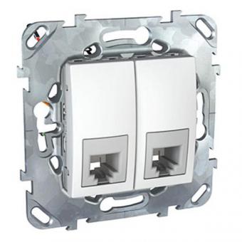 Розетка телефонная двойная RJ11 (6 контактов) Schneider Electric Unica белая