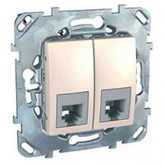 Розетка телефонная двойная RJ11 (4 контакта) Schneider Electric Unica бежевая