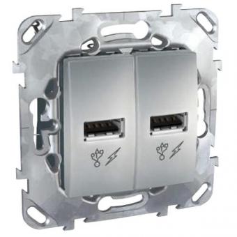 Зарядное устройство USB 2.0 Schneider Electric Unica Top алюминий