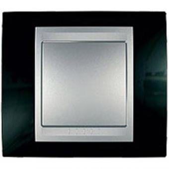 Рамка с алюминиевым декоративным элементом на один пост Schneider Electric Unica Top родий