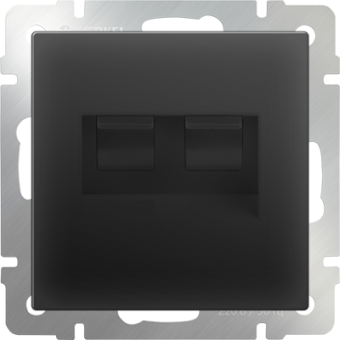 Розетка компьютерная двойная Ethernet RJ45 Werkel (черная)