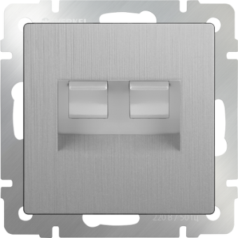 Розетка двойная компьютерная+телефонная RJ11+RJ45 Werkel (серебряный рифленый)