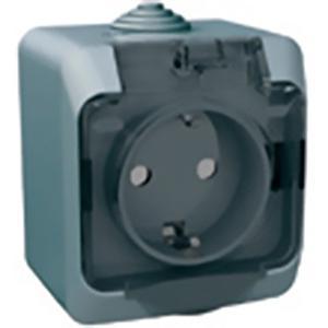 Розетка одинарная с заземлением IP44 Schneider Electric Этюд серая