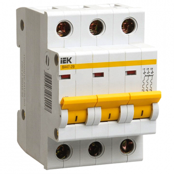 Автоматический трехполюсный выключатель IEK ВА 47-29 C6 4,5 кА