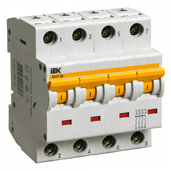 Автоматический четырехполюсный выключатель IEK ВА 47-60 D32 6 кА