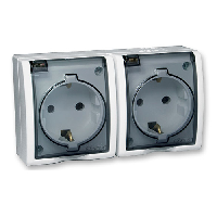 Simon15 Aqua Бежевый Розетка 2-я с/з с крышкой наружная,IP54 (1594433-031)