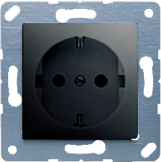 JUNG CD 500/CD plusЧерный Розетка с/з для установки под откидную крышку,размер 50х50,безвинт зажим