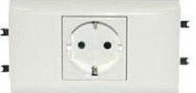 Розетка Legrand Mosaic DLP 2К+3 белая с рамкой и суппортом