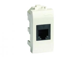 Компьютерная розетка RJ-45, кат.5E (разъем AMP), DKC Brava 1 модуль белая