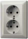 JUNG LS 990 EdelstalРозетка 2-я с/з литая (ES5020KI-L)