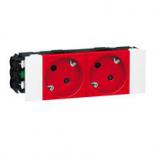 Розетка Legrand Mosaic DLP 2х2К+3 красная с блокировкой 4М