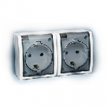 Simon15 Aqua Белый Розетка 2-я с/з с крышкой наружная,IP54 (1594433-030)
