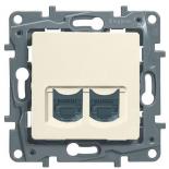Розетка телефон+компьютер с разъемом RJ11 и разъемом RJ45 категории 5 UTP  Legrand Etika слоновая кость