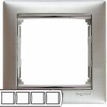 Рамка на четыре поста Legrand Valena Classic матовый алюминий/серебряный штрих