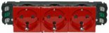 Розетка Legrand Mosaic DLP 3х2К+3 красная с блокировкой 6М