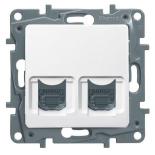 Компьютерная розетка с двумя разъемами RJ45 категории 6e UTP Legrand Etika белая