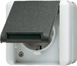 JUNG WG800 Розетка 2Р+З,  н/у, серый IP44 (820W)