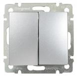 Выключатель двухклавишный 10А 250В Legrand Valena Classic алюминий
