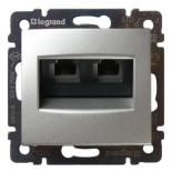 Розетка телефонная двойная RJ11 Legrand Valena Classic алюминий