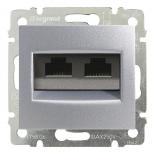 Розетка компьютерная двойная RJ45 категории 5e UTP Legrand Valena Classic алюминий