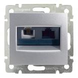 Розетка двойная телефон+компьютер RJ11/RJ45 категории 6 UTP Legrand Valena Classic алюминий