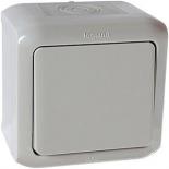 Выключатель одноклавишный IP44 Legrand Quteo серый