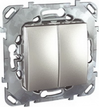 Переключатель двухклавишный Schneider Electric Unica Top алюминий