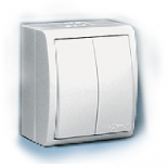 Simon15 Aqua Белый Выключатель 2-клавишный с/п наружный, IP54 (1594399-030)