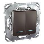 Выключатель двухклавишный с подсветкой Schneider Electric Unica Top графит