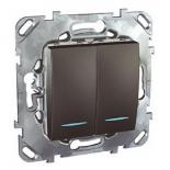 Переключатель двухклавишный с подсветкой Schneider Electric Unica Top графит