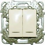 Переключатель двухклавишный с подсветкой Schneider Electric Unica бежевый