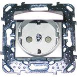 Розетка с заземлением и крышкой (винтовой зажим) Schneider Electric Unica Top алюминий