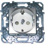 Розетка с заземлением со шторками (винтовой зажим) Schneider Electric Unica Top алюминий