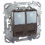 Розетка компьютерная двойная RJ 45 категории 5е с полем для надписи Schneider Electric Unica Top графит