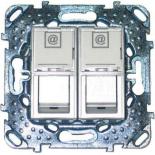 Розетка компьютерная двойная RJ 45 категории 5е с полем для надписи Schneider Electric Unica Top алюминий