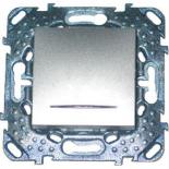 Переключатель одноклавишный с подсветкой Schneider Electric Unica бежевый Top алюминий