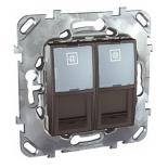 Розетка компьютерная двойная RJ 45 категории 6 с полем для надписи Schneider Electric Unica Top графит