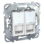 Розетка компьютерная двойная RJ 45 категории 6 с полем для надписи Schneider Electric Unica белая