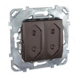 Розетка без заземления двойная со шторками для узких вилок Schneider Electric Unica Top графит