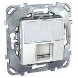 Розетка компьютерная одинарная RJ 45 категории 5е с полем для надписи Schneider Electric Unica белая
