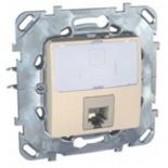 Розетка компьютерная одинарная RJ 45 категории 5е с полем для надписи Schneider Electric Unica бежевая