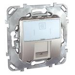 Розетка компьютерная одинарная RJ 45 категории 5е с полем для надписи Schneider Electric Unica Top алюминий