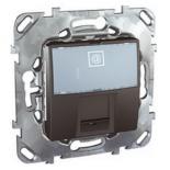 Розетка компьютерная одинарная RJ 45 категории 6 с полем для надписи Schneider Electric Unica Top графит