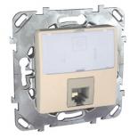 Розетка компьютерная одинарная RJ 45 категории 6 с полем для надписи Schneider Electric Unica бежевая