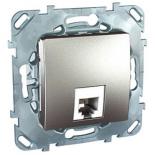 Розетка телефонная одинарная RJ11 (6 контактов) Schneider Electric Unica Top алюминий