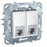 Розетка телефонная двойная RJ11 (4 контакта) Schneider Electric Unica белая