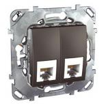 Розетка телефонная двойная RJ11 (6 контактов) Schneider Electric Unica Top графит