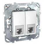 Розетка телефонная двойная RJ11 (6 контактов) Schneider Electric Unica белая