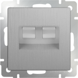 Розетка двойная компьютерная+телефонная RJ11+RJ45 Werkel (серебряный рифленый)