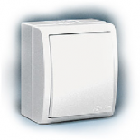 Simon15 Aqua Белый Выключатель 1-клавишный с/п наружный,IP54 (1594104-030)